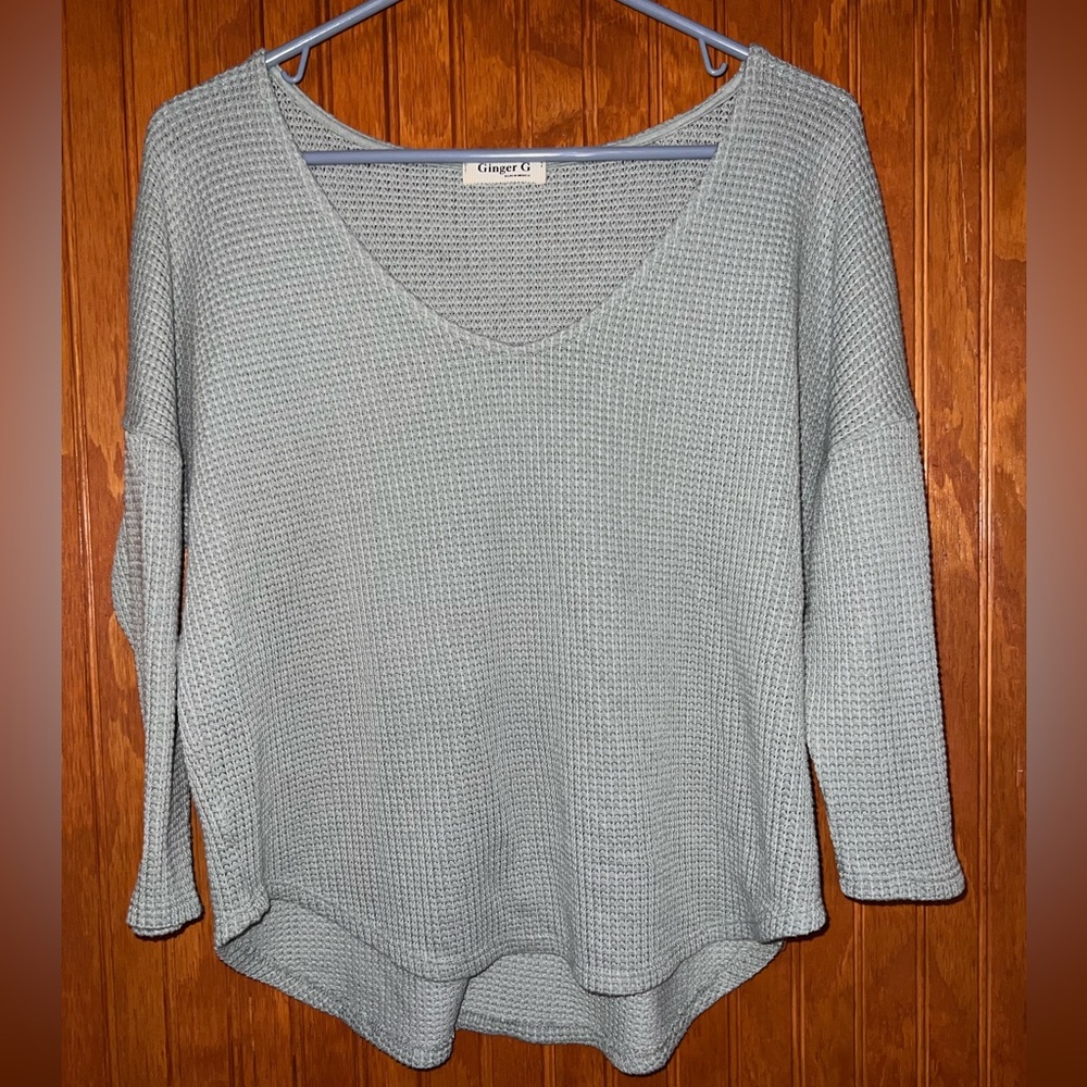 Cropped Waffle Knit Sweater